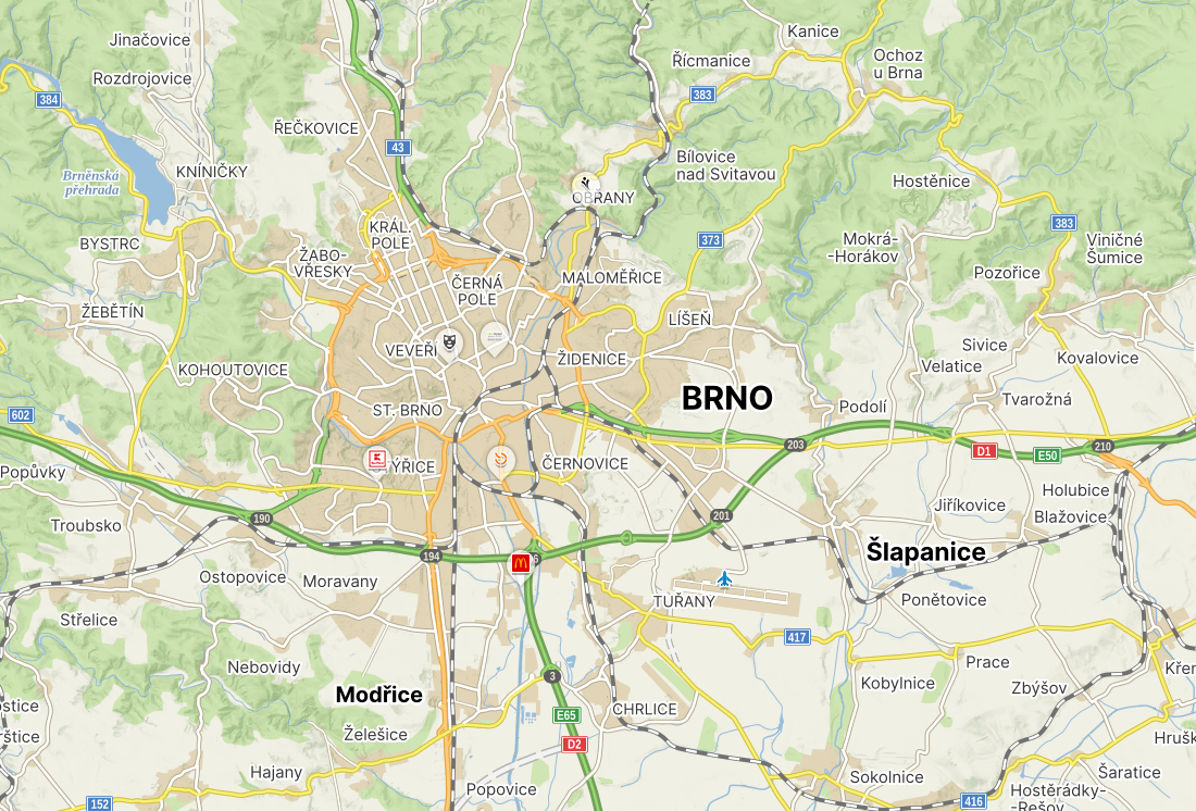 Mapa Brno